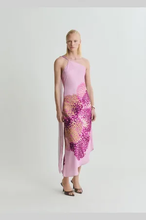 MANGO Satin scarf dress with maxi-flower print