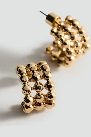 MANGO Ball hoop earrings