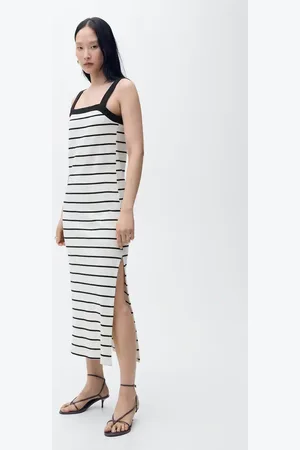 MANGO Striped midi dress