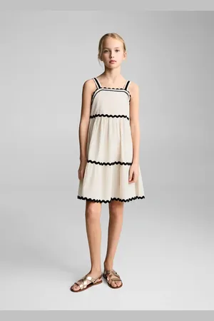 MANGO Linen dress with wave design