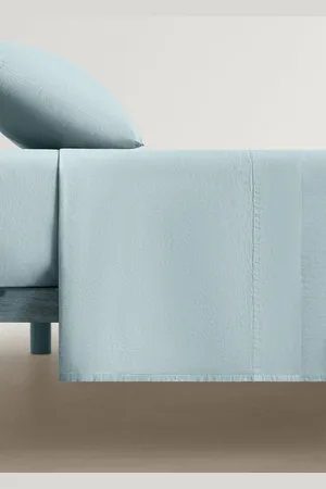 MANGO Washed cotton double-stitched top sheet for cot