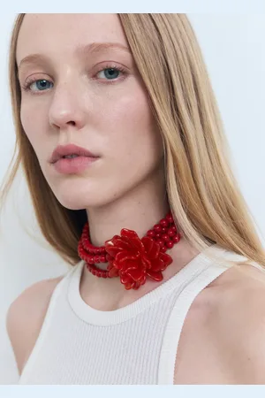 MANGO Ball necklace with flower detail