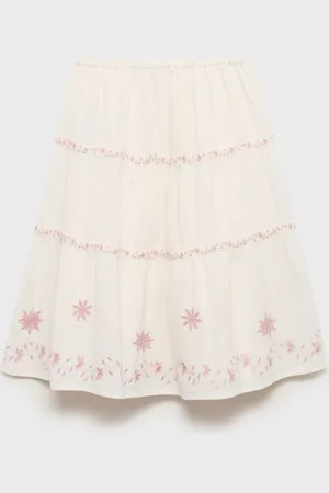 MANGO Floral embroidery skirt