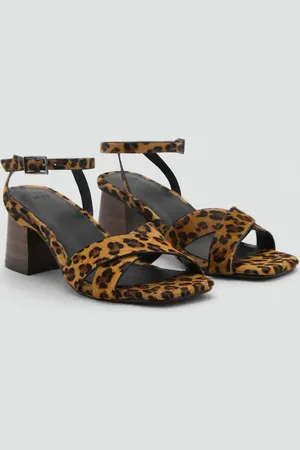 MANGO Leopard leather sandals