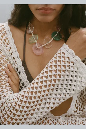 MANGO Contrasting pendant necklace