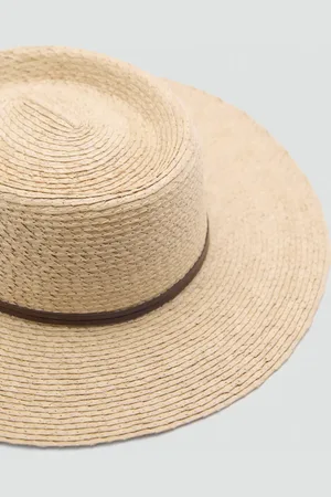 MANGO Natural fibre hat with contrasting ribbon