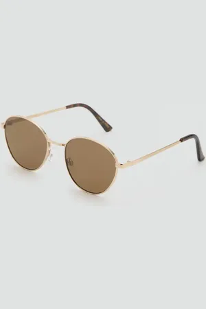 MANGO Round metal-frame sunglasses