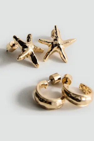 MANGO Set of combined textured earrings