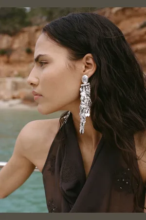 MANGO Iron bead waterfall earrings
