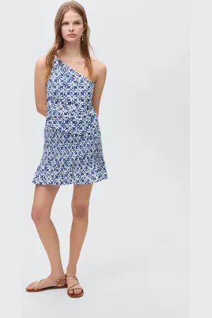 MANGO Printed pleated skirt