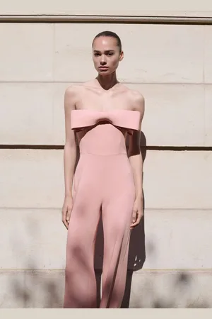 MANGO Strapless jumpsuit with bow neckline