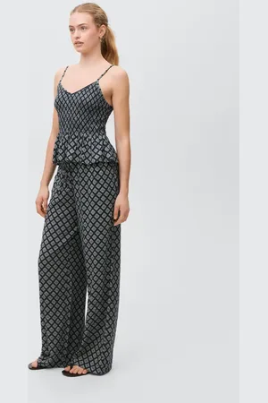 MANGO Printed straight trousers