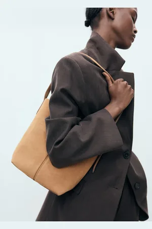 MANGO Leather bucket bag