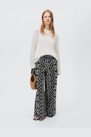 MANGO Printed straight trousers
