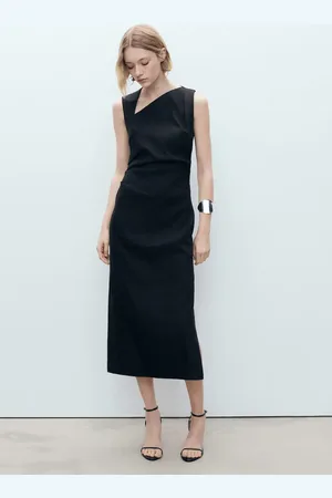 MANGO Asymmetrical linen dress