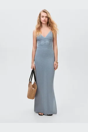 MANGO Crochet long dress