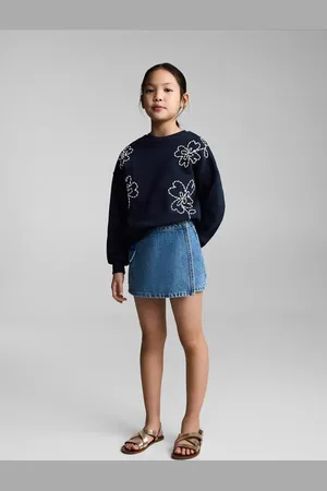 MANGO Cotton sweatshirt with embroidered flowers