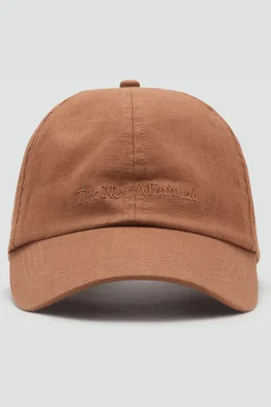 MANGO Linen-blend cap with embroidered message
