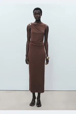 MANGO Draped dress with metallic detail