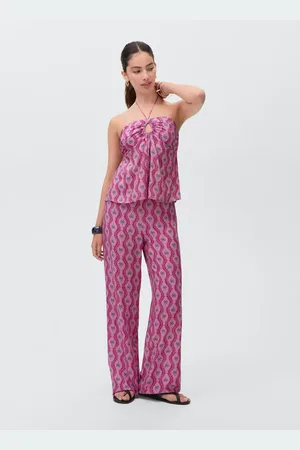 MANGO Halter-neck printed top