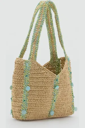 MANGO Raffia beaded bag