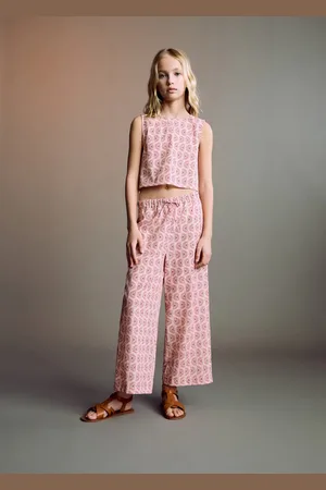 MANGO Printed cotton trousers