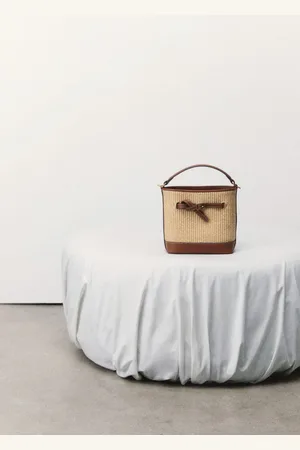 MANGO Raffia-effect bucket bag
