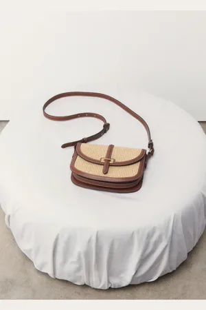 MANGO Raffia-effect shoulder bag