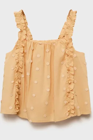 MANGO Ruched embroidered blouse