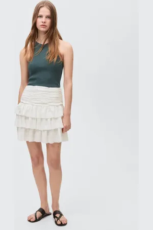 MANGO Gathered skirt with ruffles