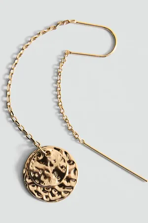MANGO Textured coin pendant earrings