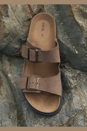 MANGO Split leather sandals with buckle