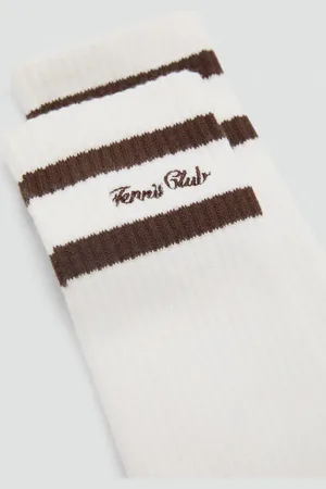 MANGO Embroidered double stripe socks