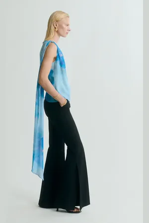 MANGO Floral tie blouse