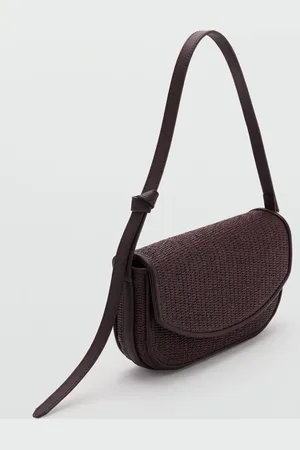 MANGO Raffia shoulder bag with flap