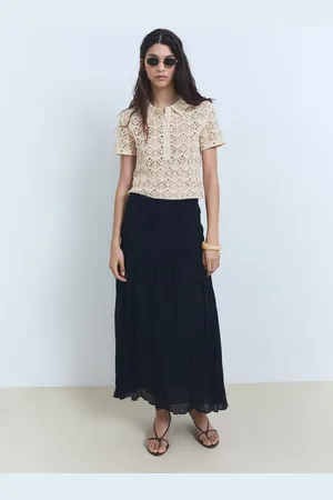 MANGO Short-sleeved crochet sweater