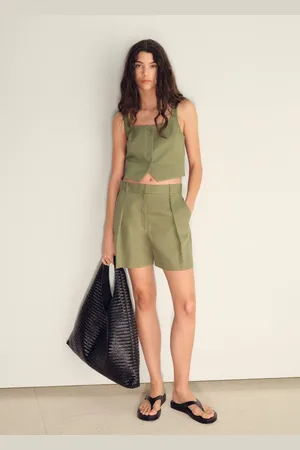 MANGO Linen-blend suit bermuda shorts