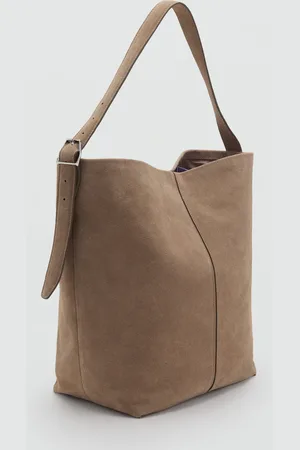 MANGO Leather shopper bag