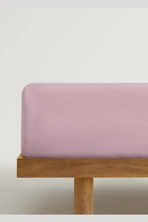 MANGO Washed cotton double-stitched fitted sheet for cot