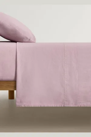 MANGO Washed cotton double-stitched top sheet for cot
