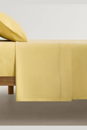 MANGO Washed cotton double-stitched top sheet for cot