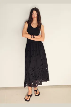 MANGO Cotton dress with openwork embroidery