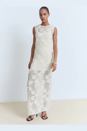 MANGO Floral crochet dress