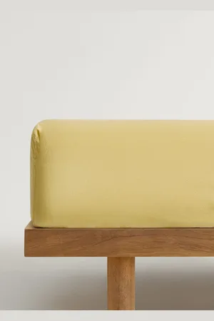 MANGO Washed cotton double-stitched fitted sheet for cot