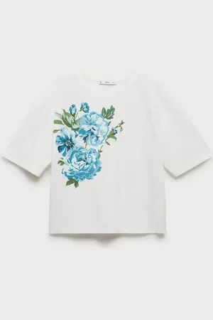 MANGO Floral-print cotton t-shirt