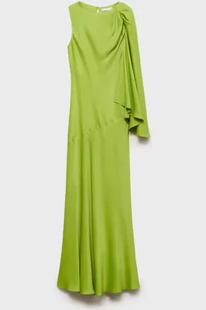 MANGO Long dress with ruffle sleeve