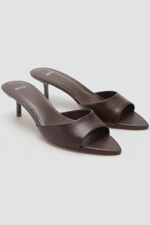 MANGO Kitten-heel leather sandal