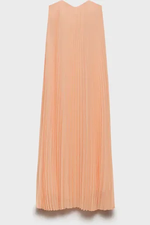 MANGO Strapless pleated dress