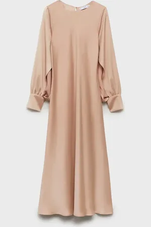 MANGO Satin dress with slit sleeves
