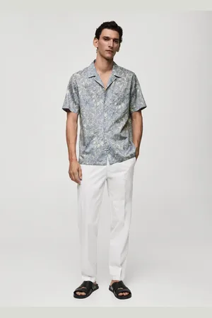 MANGO 100% cotton floral-print shirt